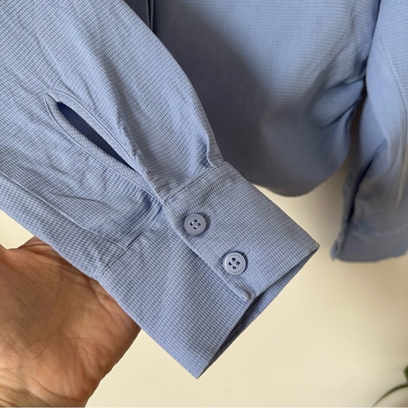 & Other Stories Blue Button Down Tie Waist Shirt Size 0 - Picture 5 of 8